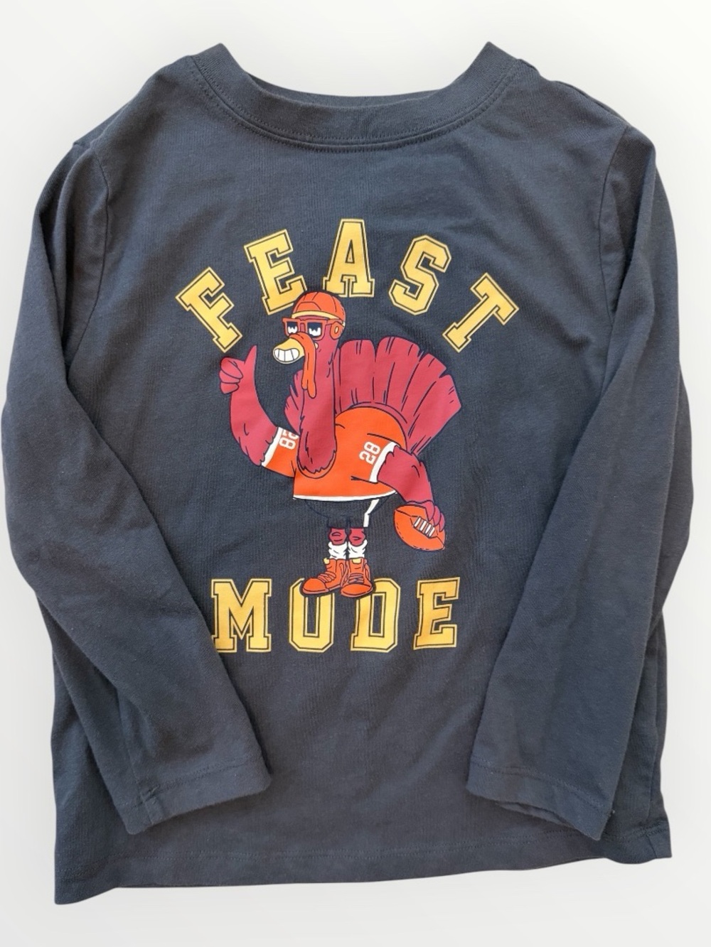 Carter’s Boys XS “Feast Mode” Turkey Football Long Sleeve Thanksgiving Shirt